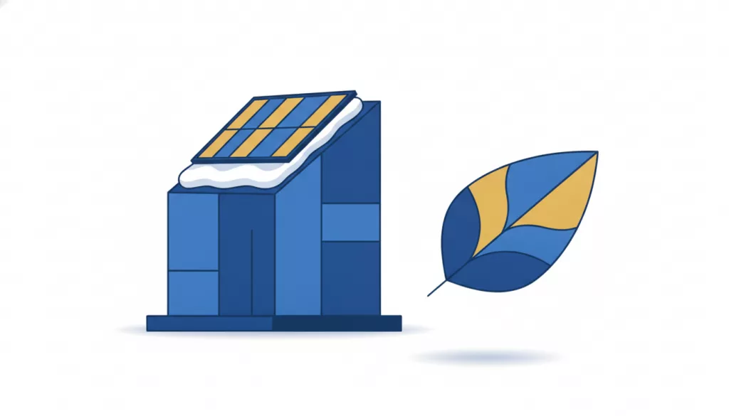 Illustration d'un bâtiment professionnel équipé de panneaux et d'isolation