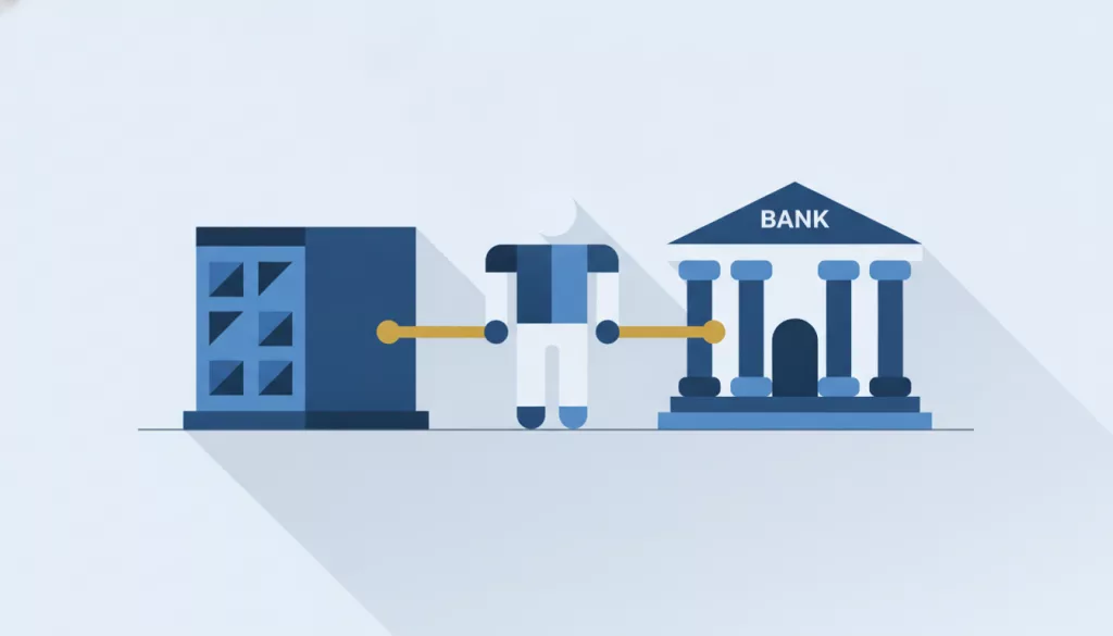 Illustration d'un tiers neutre entre une entreprise et une banque