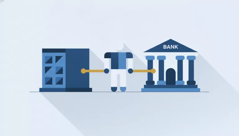Illustration d'un tiers neutre entre une entreprise et une banque